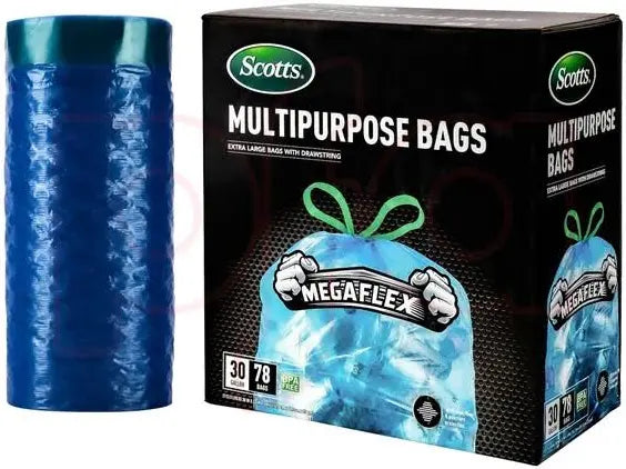 Scotts Drawstring Trash Bag Flex 30 Gal 78ct - Blue