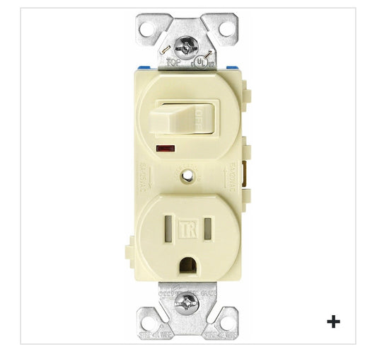 TOGGLE SWITCH & OUTLET COMBO- IVORY