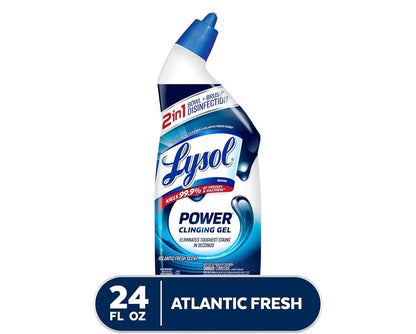 Lysol Power Toilet Bowl Cleaner Gel, For Cleaning and Disinfecting, Stain Removal, 24oz
