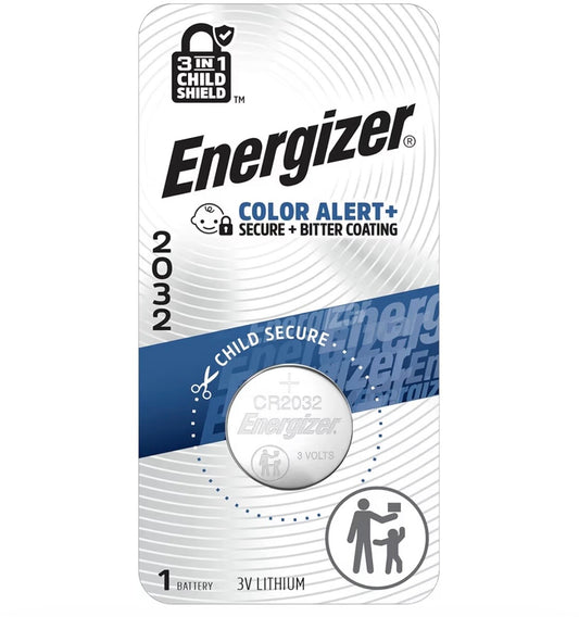 Energizer 2032 Batteries (1 Pack), 3V Lithium Coin Batteries with 3-in-1 Child Shield