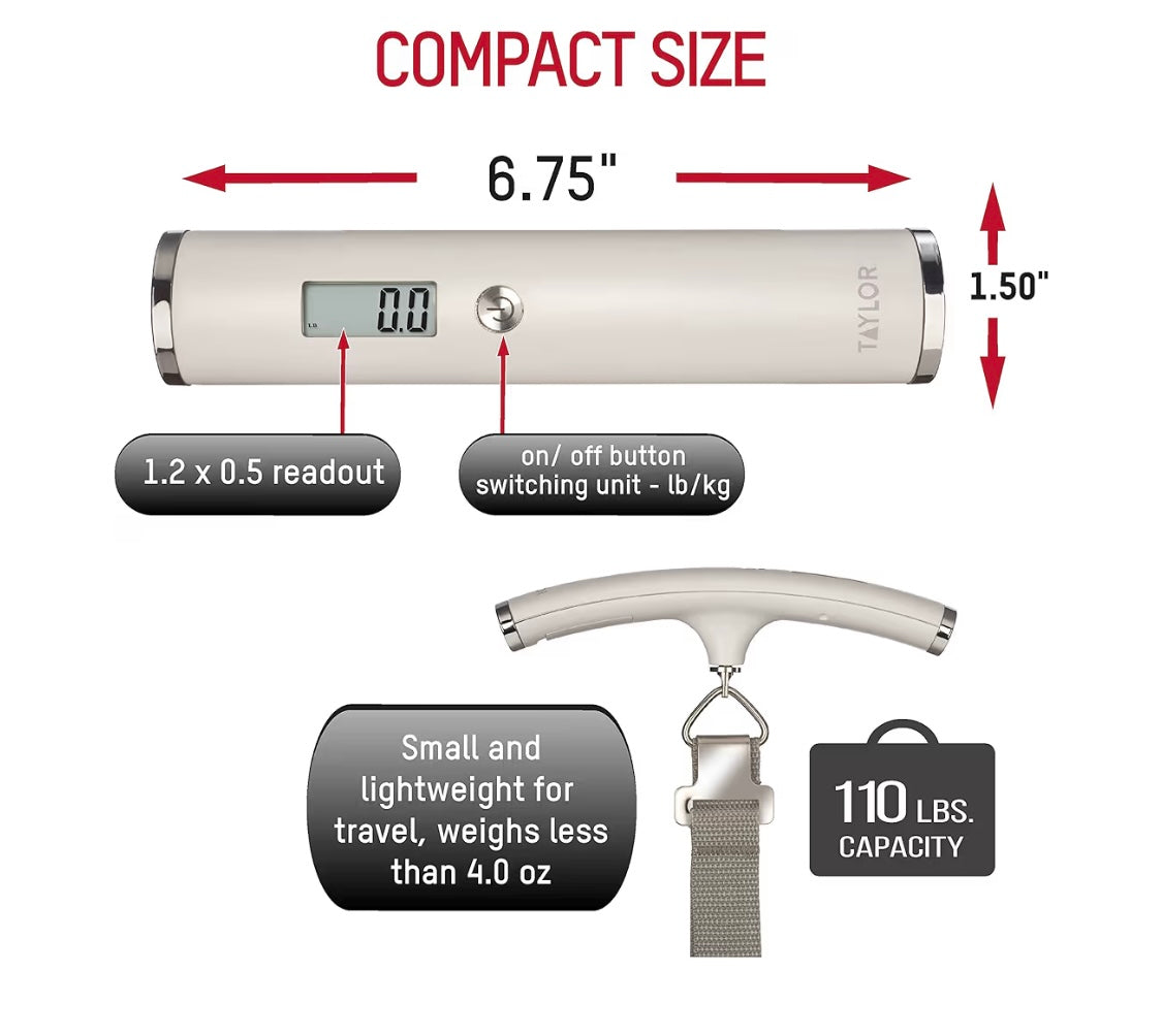 Taylor Ultra Light Digital Luggage Scale, White, Universal