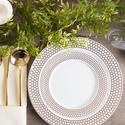 Honeycomb 7.5″ & 10″ Combo Plates White/Gold (32 Count)