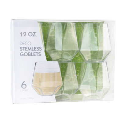 DECO STEMLESS GOBLETS 12OZ 12/6CT