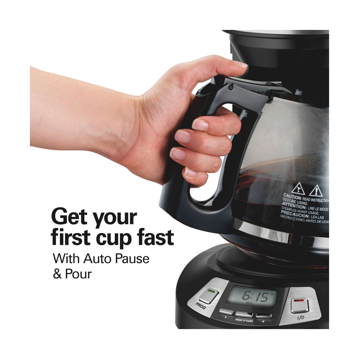 Hamilton Beach 12 Cup Programmable Coffee Maker Black 46290: Drip Coffee Machine, Nonstick Hot Plate, Brew Pause