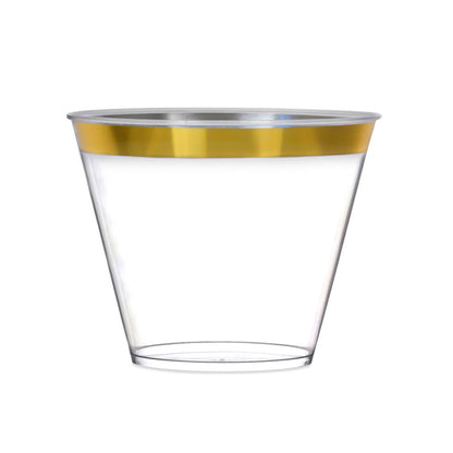 Clear 9oz Old Fash Gold Rim Cups (20 Count)