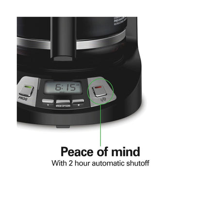 Hamilton Beach 12 Cup Programmable Coffee Maker Black 46290: Drip Coffee Machine, Nonstick Hot Plate, Brew Pause