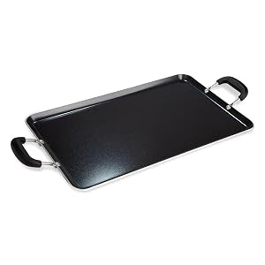 Ecolution Artistry Nonstick Double Burner Griddle, Easy To Clean, Cool Touch Silicone Handle, Dishwasher Safe Pots and Pans, 12-Inch x 18-Inch, Black