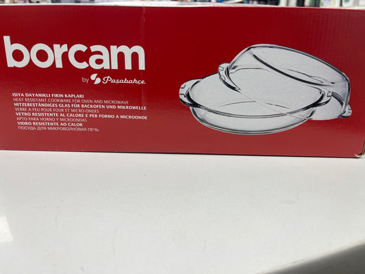 Borcam oval glass casserole with cover