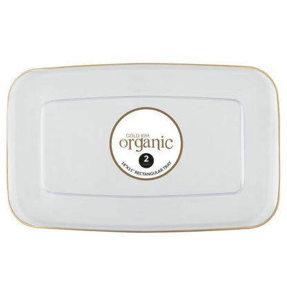 Organic Clear/Gold Rim Trays 18″ x 11″ (2 Count)