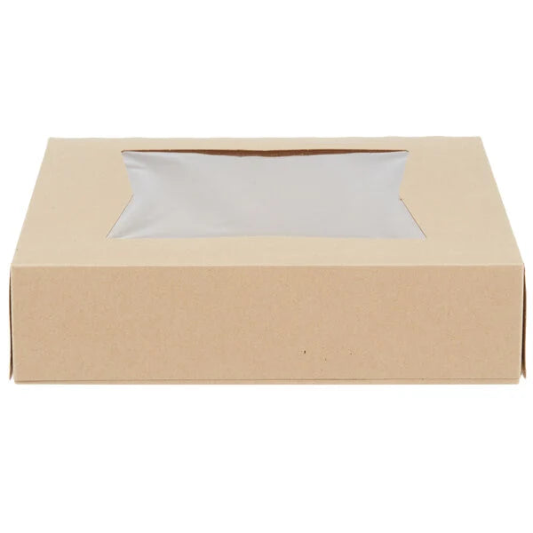 10" x 10" x 2 1/2" Kraft Customizable Auto-Popup Window Pie / Bakery Box