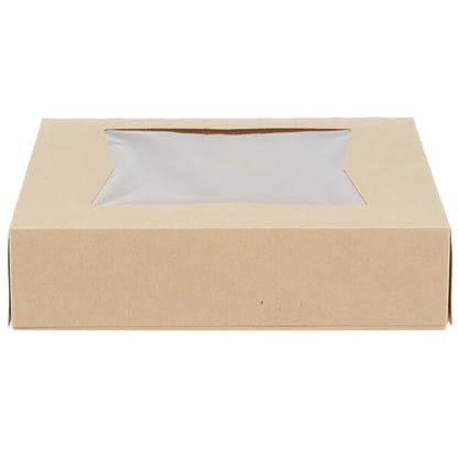 10" x 10" x 2 1/2" Kraft Customizable Auto-Popup Window Pie / Bakery Box
