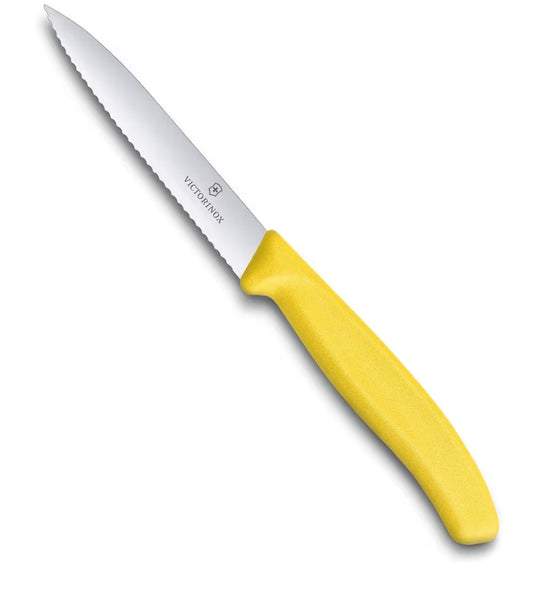 Victorinox 6.7736.L8 Swiss Classic Paring Knife for Cutting and Preparing Fruit and Vegetables Serrated Blade in Yellow 3.9 inches