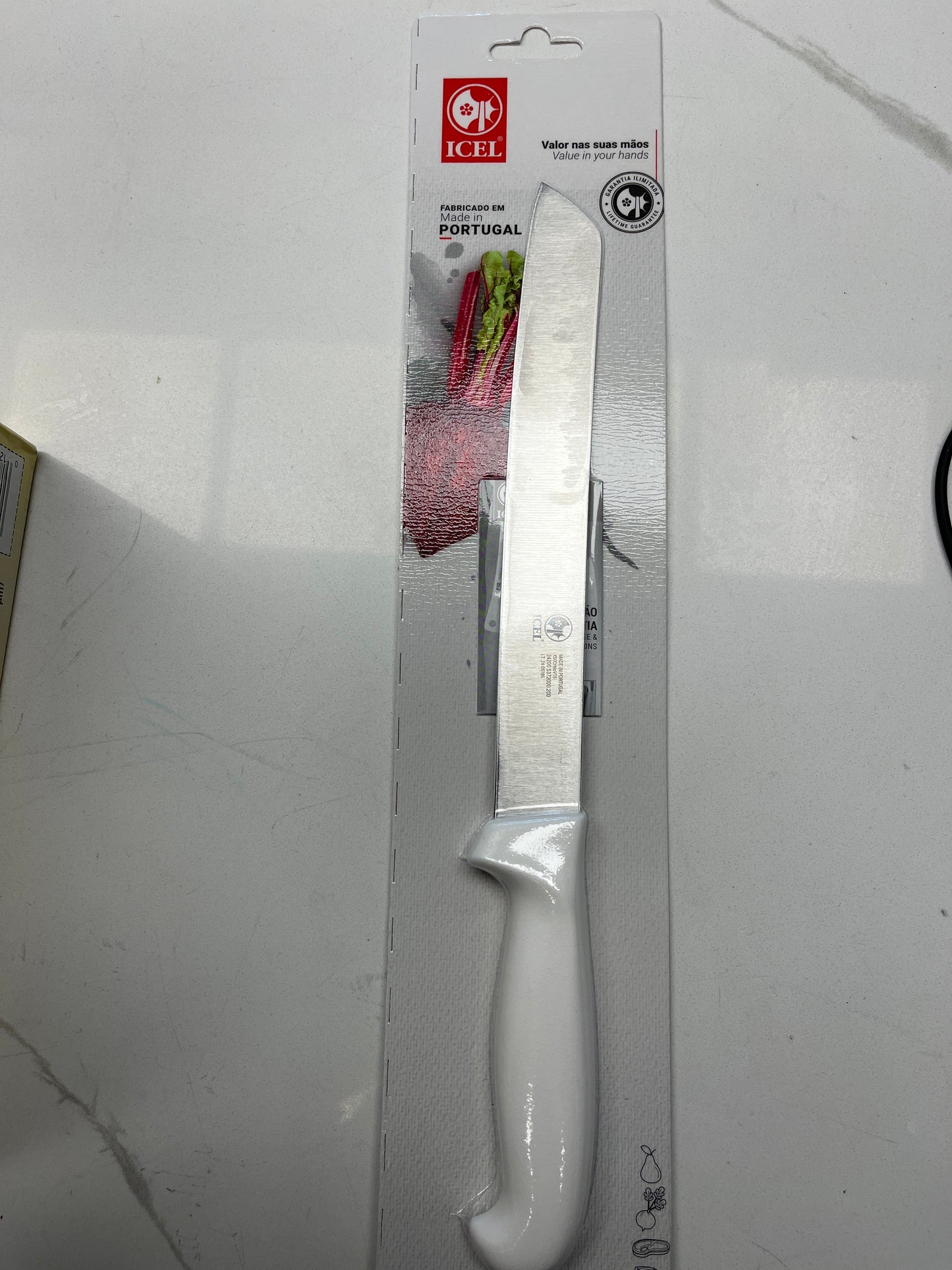 Icel 8” inch white Handle knife straight edge