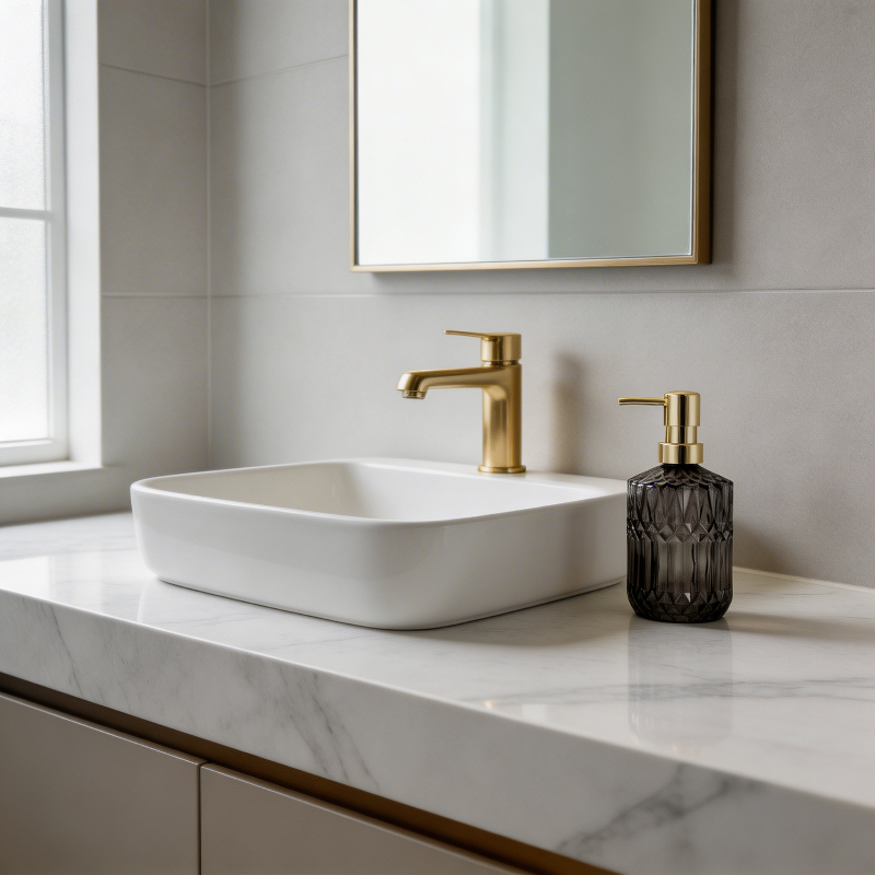 Facet Glass Soap Dispenser: Grey