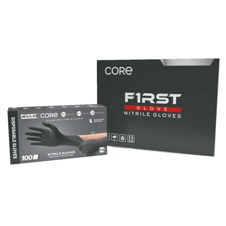 FIRST CORE examination Gloves size medium black NITRILE