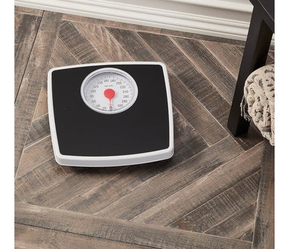 Taylor Battery Free Analog Scales for Body Weight, 330LB Capacity, Easy to Read Large 4.25-inch Dial, 10.3 x 10.6-inch Vinyl Mat Platform, Black