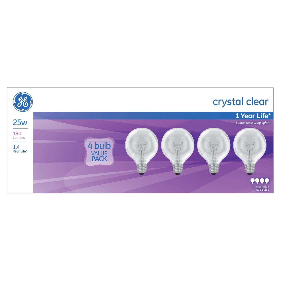 G25 25w clear 4 pk.