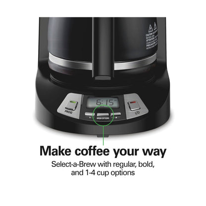 Hamilton Beach 12 Cup Programmable Coffee Maker Black 46290: Drip Coffee Machine, Nonstick Hot Plate, Brew Pause