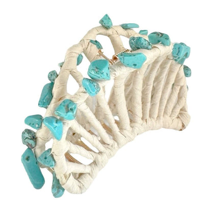 Raffia Seashell Hair Clip | Large Teal Claw Clip | New