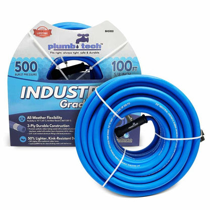 5/8" x 100' Industrial Grade Dual-Purpose Blue Synthetic Rubber Hose