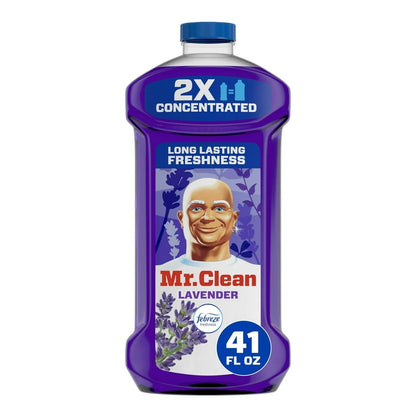 Mr. Clean 2X Concentrated Floor Cleaner, All Purpose Cleaner, Mop Soap, Lavender, 41 fl oz