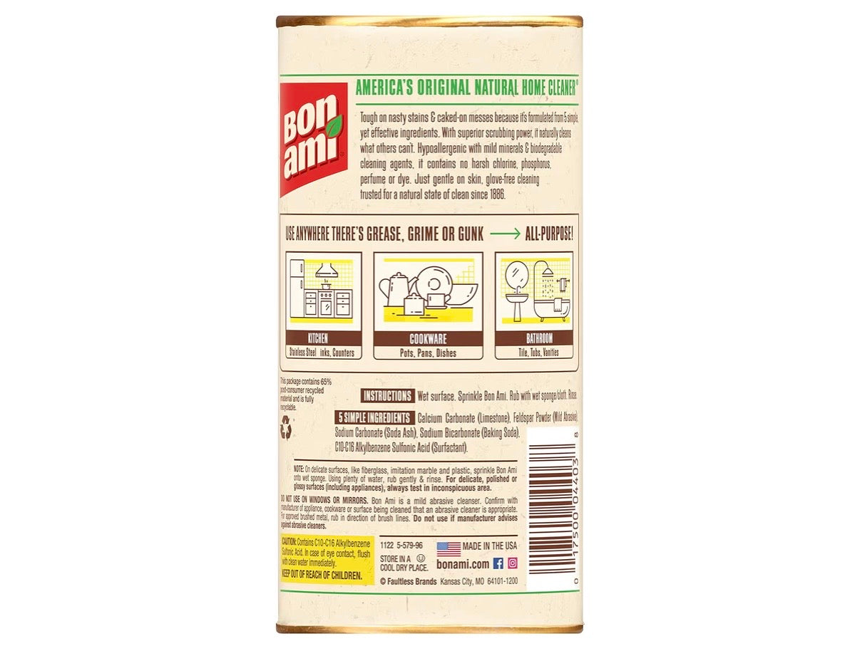 BON AMI Powder Cleanser for Kitchens & Bathrooms - All Types of Surfaces, Cleans Grime & Dirt, Polishes Surfaces, Absorbs Odors