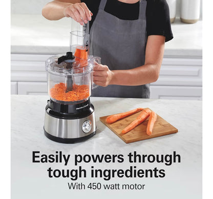 Hamilton Beach Food Processor & Vegetable Chopper for Slicing, Shredding, Mincing, and Puree, 10 Cups + Easy Clean Bowl Scraper, Black and Stainless Steel (70730)