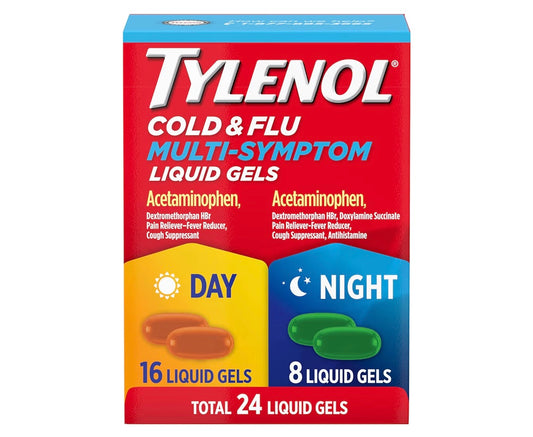 Tylenol, cold and flu, multi symptoms, liquid gels ￼