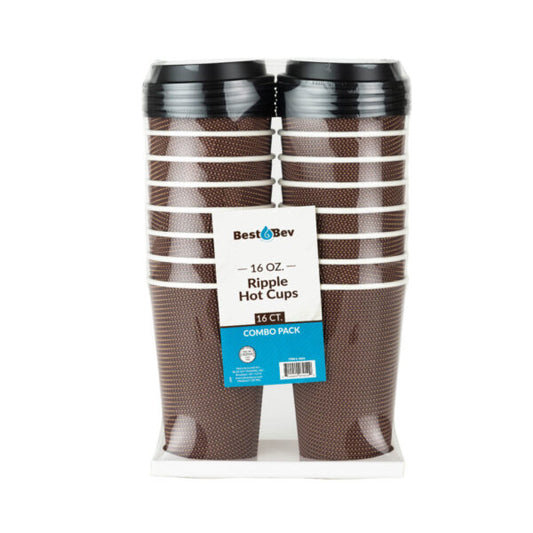 16oz Ripple Cups Brown Combo (16 Count)