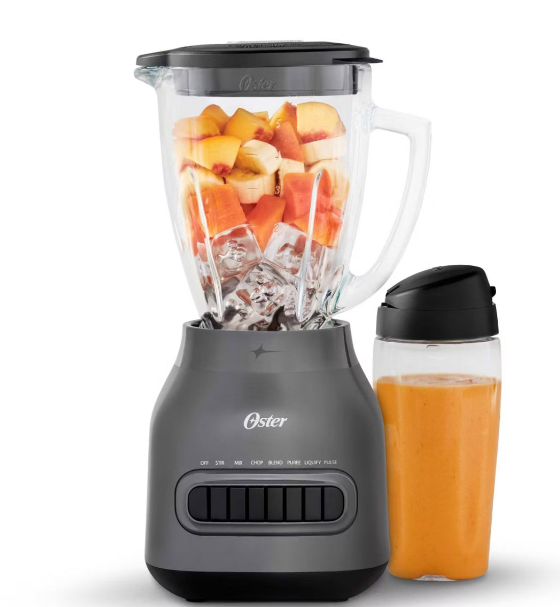 Oster - 8-Speed Glass Jar Blender with 20oz Blend-n-Go Cup - Black