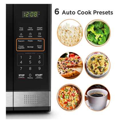 BLACK+DECKER EM031MNR – X2 ￼ Digital Microwave Oven with Turntable Push-Button Door, Child Safety Lock, 1000W, 1.1cu.ft, Black & Stainless Steel, 1.1 Cu.ft