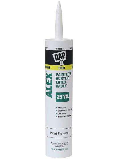 DAP Alex Painter's Acrylic Latex Caulk, White, 10.1 Oz (7079818670)