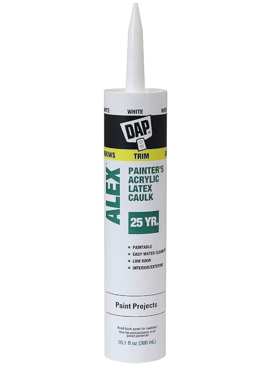 DAP Alex Painter's Acrylic Latex Caulk, White, 10.1 Oz (7079818670)