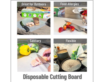 Mind Reader E-Z Board Disposable Plastic Cutting Board, 20 Square Feet, Easy Clean-Up and Convenient Use, Ideal for Camping, Hunting, Boating, and For People With Food Allergies, Clear