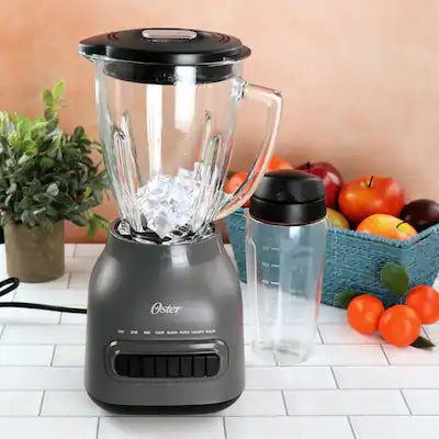 Oster - 8-Speed Glass Jar Blender with 20oz Blend-n-Go Cup - Black