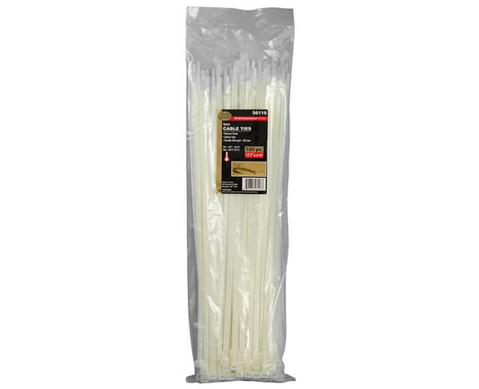 Tuff Stuff Professional Series
17.7" X 5/16" NYLON CABLE TIE NATURAL COLOR 120 LB. STRENGTH 100 PK. PER POLYBAG 18”