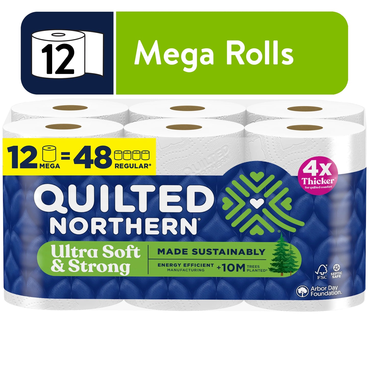 Quilted Northern Ultra Soft & Strong 2-Ply Toilet Paper, 12 Mega Rolls, 295 Sheets Per Roll