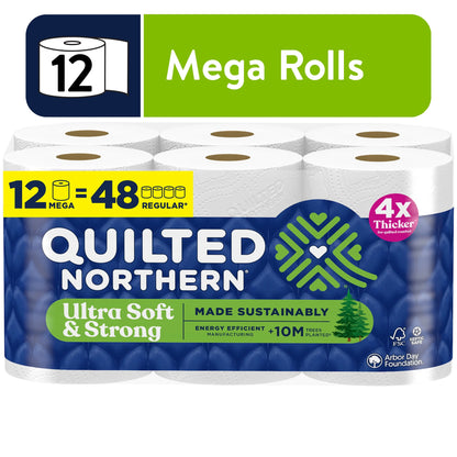 Quilted Northern Ultra Soft & Strong 2-Ply Toilet Paper, 12 Mega Rolls, 295 Sheets Per Roll
