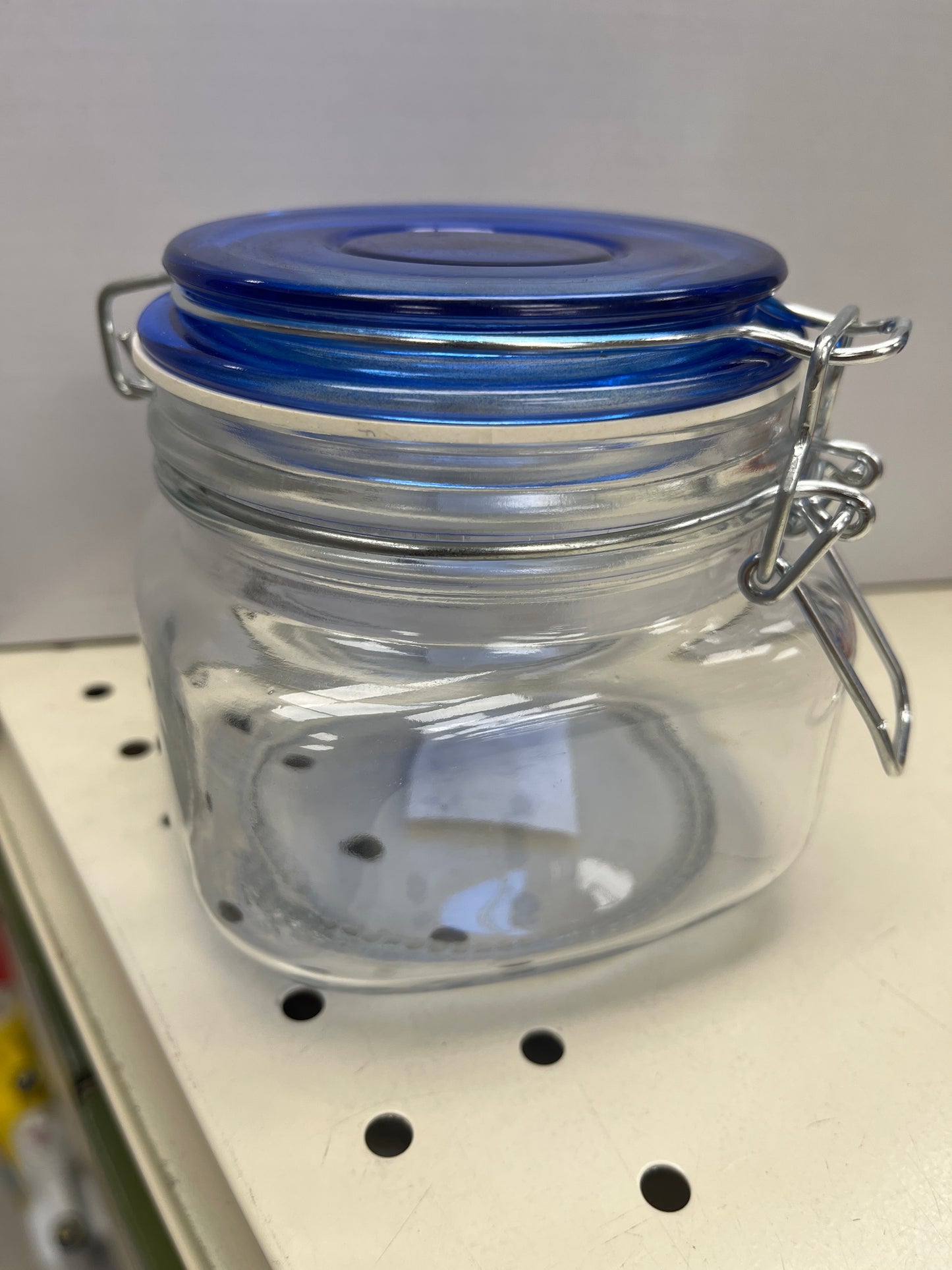 Glass jar blue top