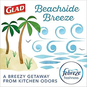 Glad OdorShield Small Drawstring Trash Bags - Febreze Beachside Breeze - 4 Gallon - 34 Count