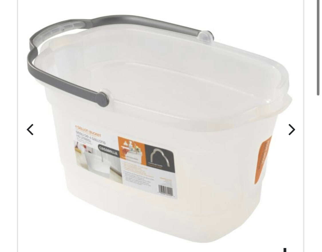 BUCKET RECTANGULAR 4gal – CASABELLA TRANSLUCENT/SILVER