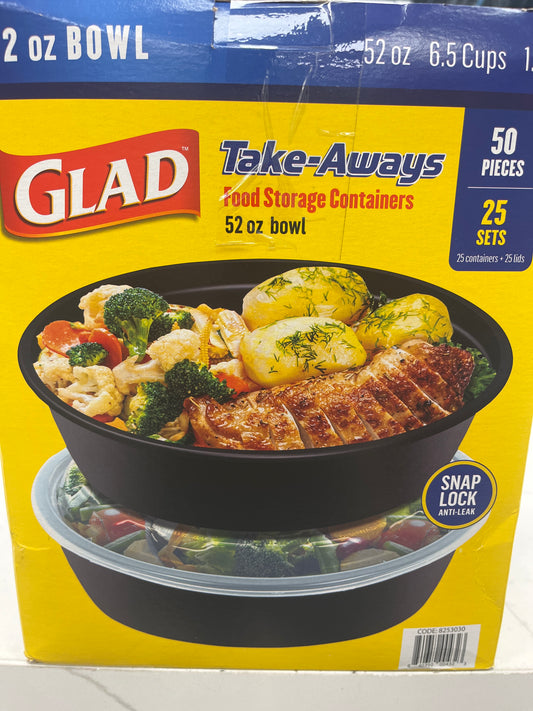Glad take aways food containers 52oz