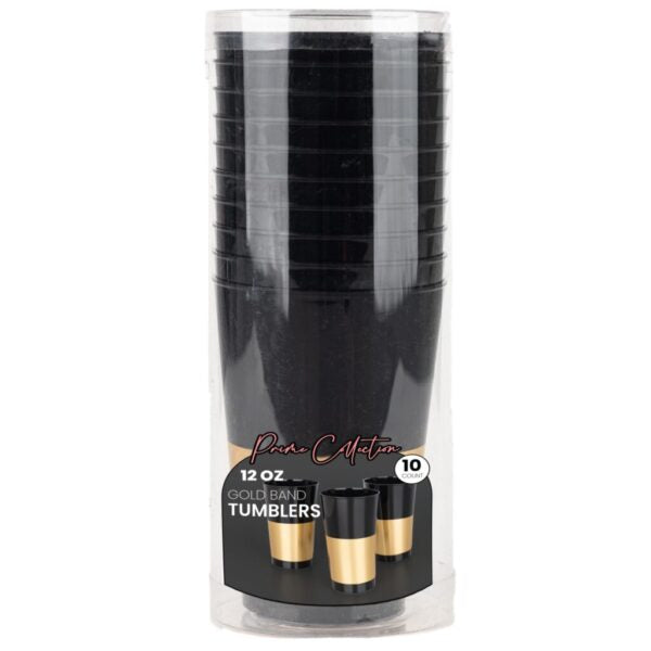 12oz Tumblers Prime Collection Black/Gold Band