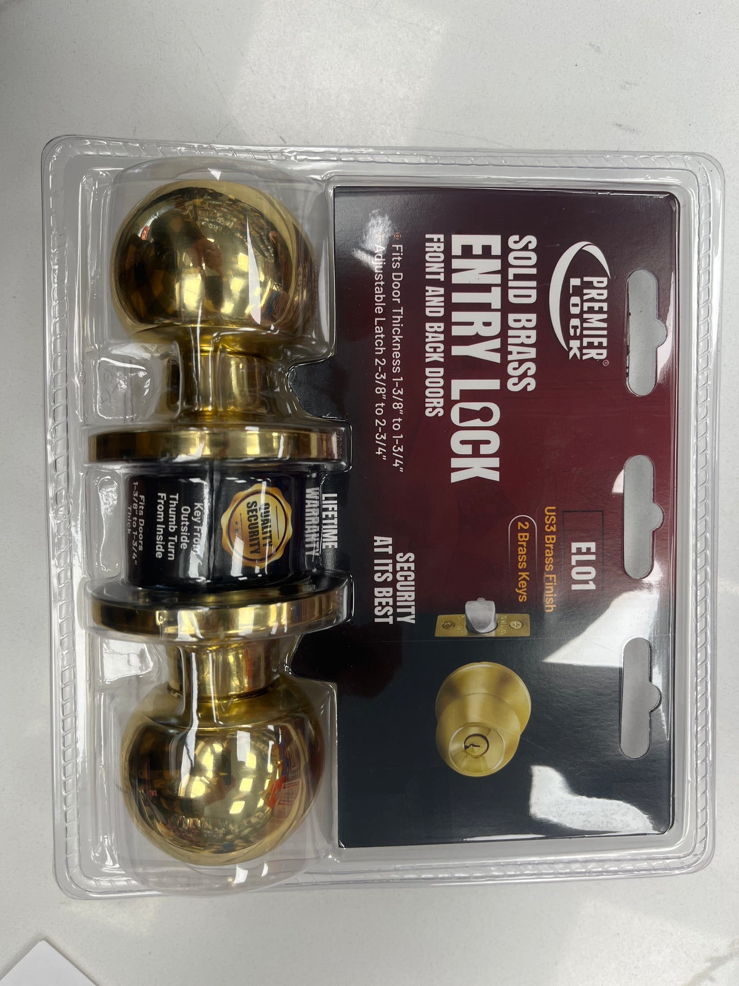 Solid brass door lock gold