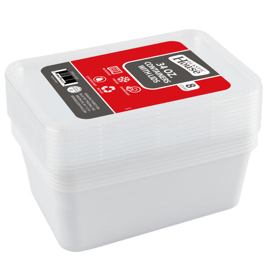Rectangle Containers 34oz White (8 Count)