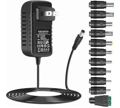 GuanTing Universal AC Adapter 12V 2A Power Supply Charger 24W AC110V to DC12V 2000mA 1500mA 1000mA 500mA Power Driver 11 DC Plug Tips 12 Volt Converter Inverter Transformer ac dc Adapter(DC12V~2A)