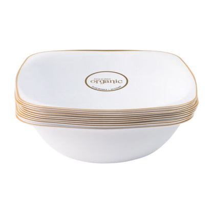 Organic Square Bowls 16oz White with Gold Rim (10 Count)