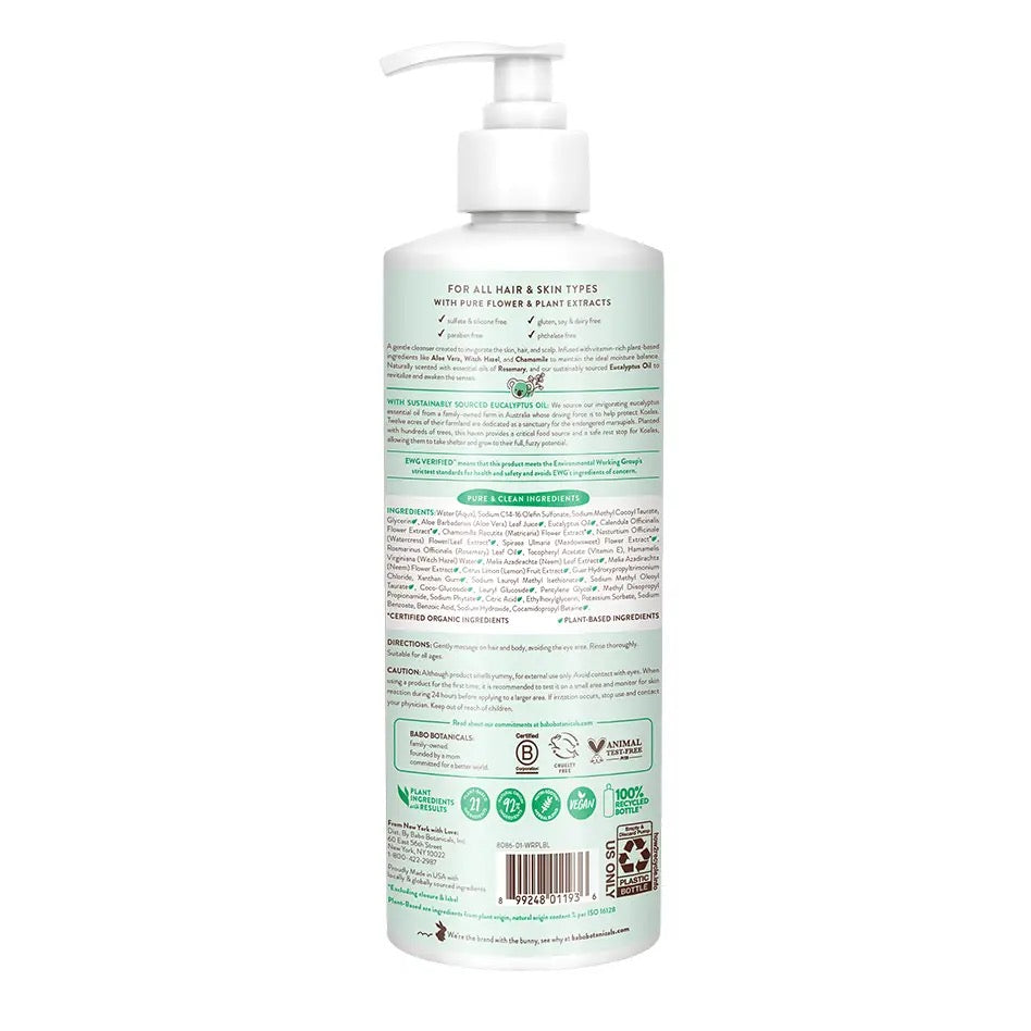 Babo Botanicals Eucalyptus Remedy Plant-Based Shampoo & Wash 16 oz.