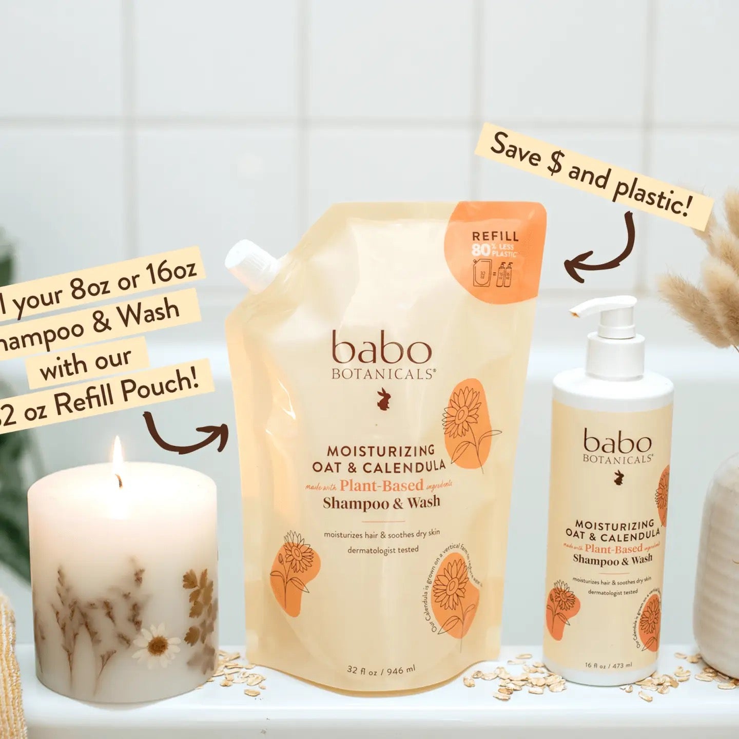 Babo Botanicals Moisturizing Oat and Calendula Shampoo and Wash - 8 oz