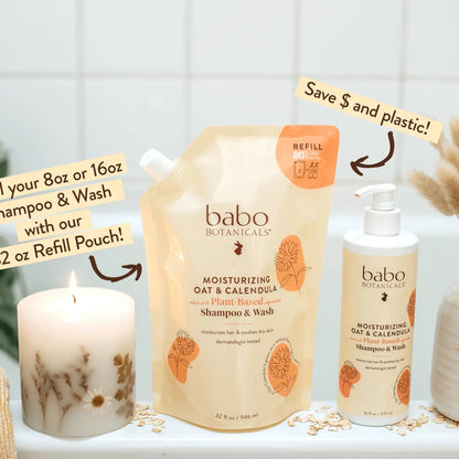 Babo Botanicals Moisturizing Oat and Calendula Shampoo and Wash - 8 oz